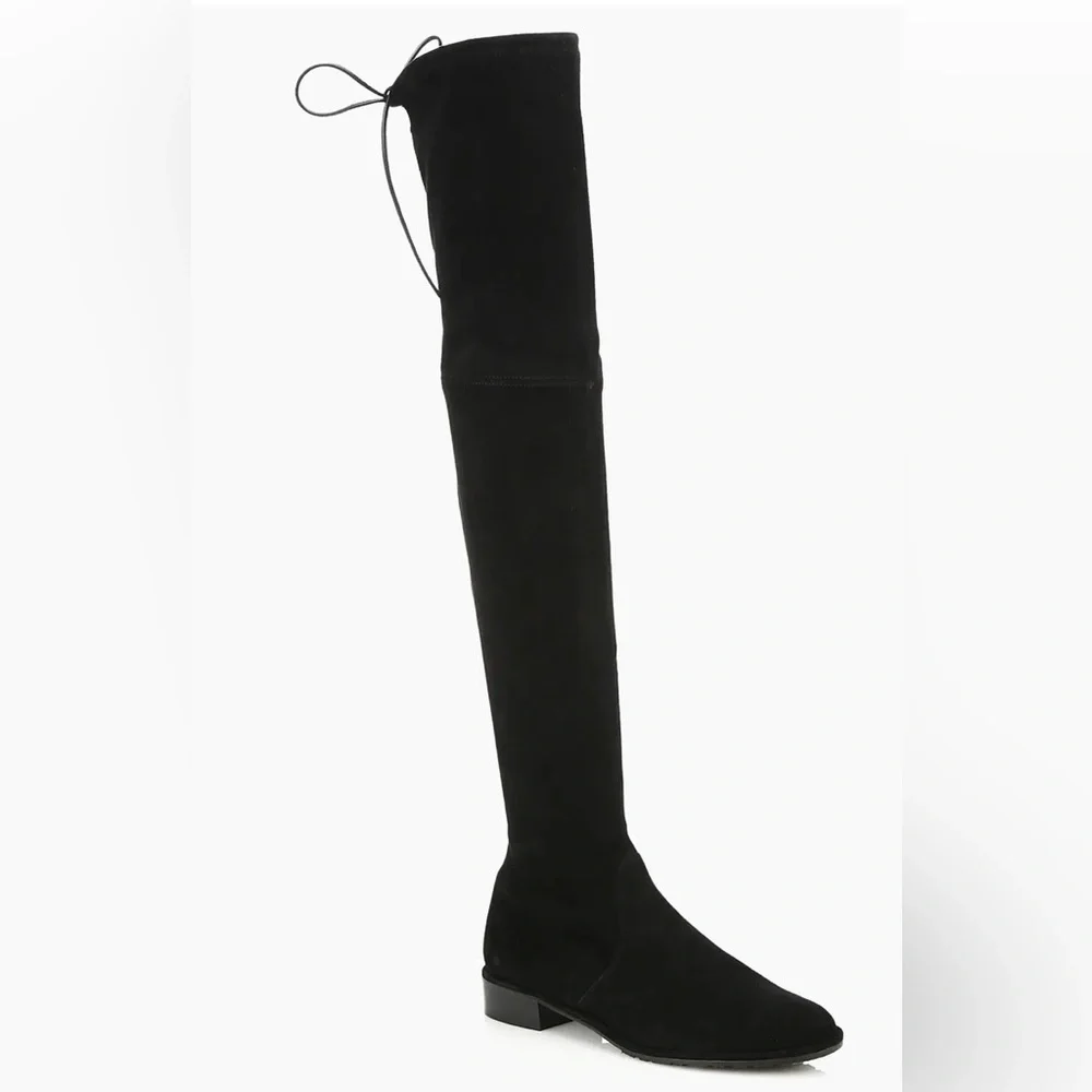 Stuart Weitzman Lowland Suede Black Over-the-Knee Women's Boots Size 7.5